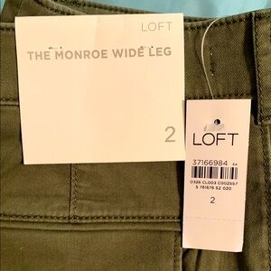 1 Pair - LOFT Monroe Wide Leg Pants - color is Evening Olive